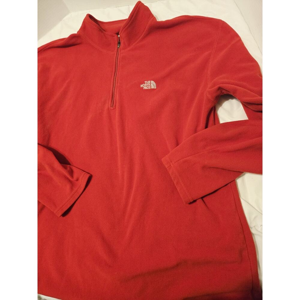 The North Face Men XL Fleece 1/4 Zip Red Jacket Lightweight Outdoor Travel Work
